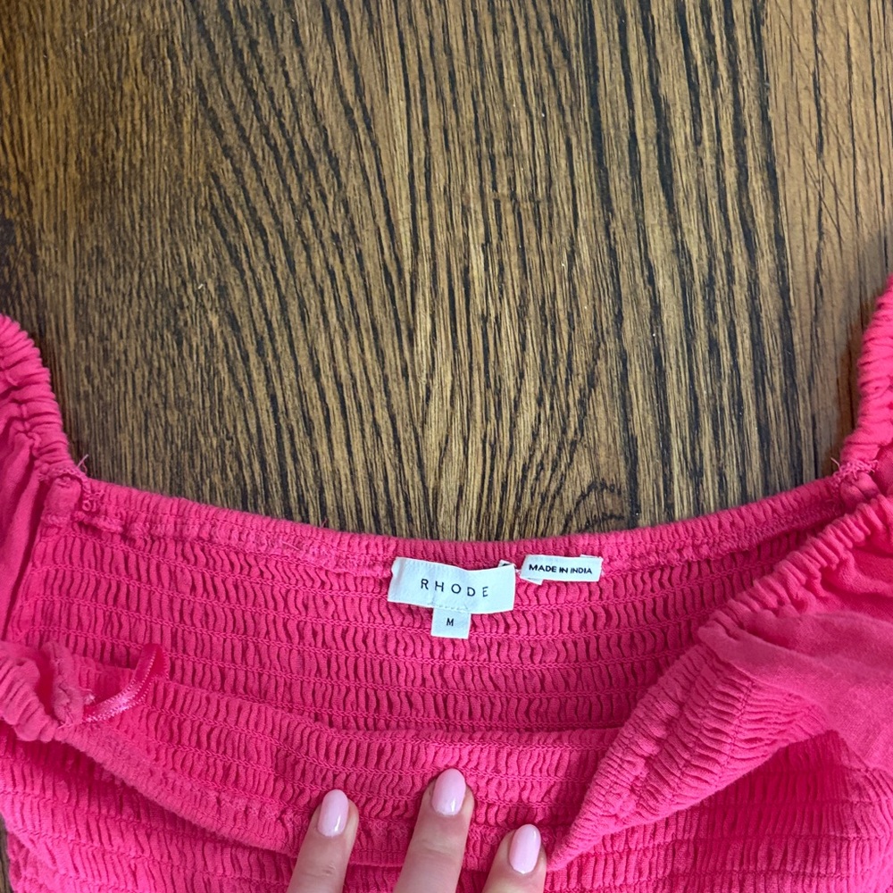 Rhode Pink Puff-Sleeve Smocked Bodice Dress - Picture 3 of 3